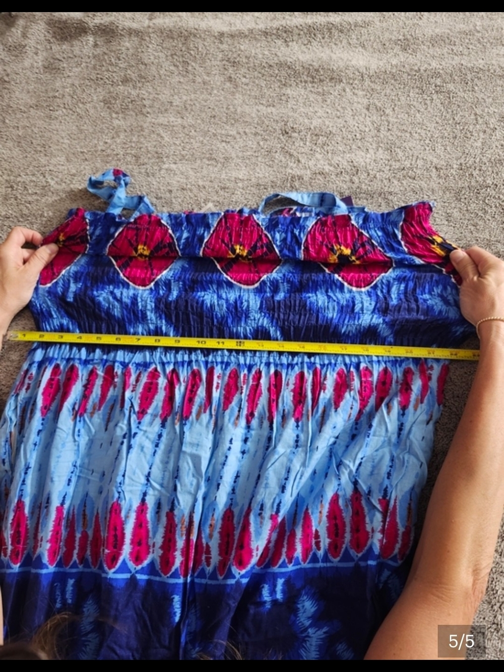 Just Love Boho Tie-Dye Midi Sun Dress Beachy Boho Comfort - Picture 5 of 6
